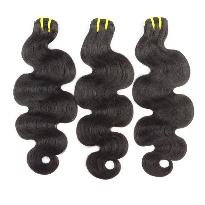 Double drawn body wave bundles